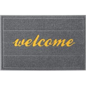 Gray Door Mat 35" x 23.5 Welcome Mats Outdoor Indoor Non-Slip Doormat